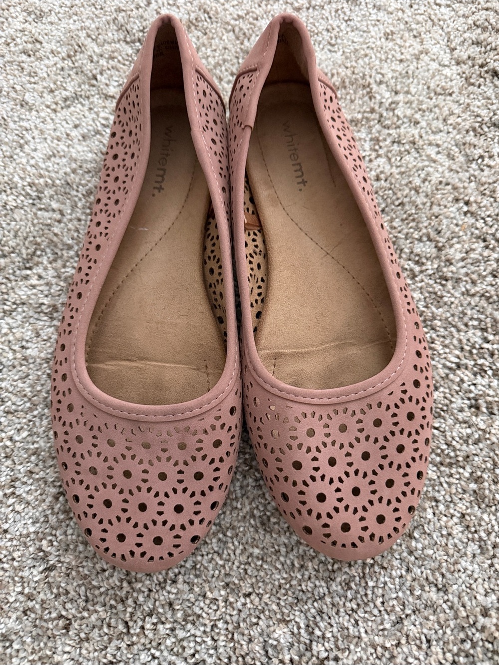 Whitemtn Blush Pink Perforated Ballet Flats